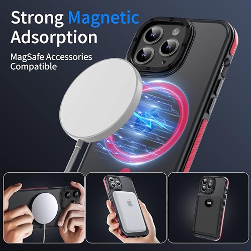 Strong Magnetic case for iPhone 14 pro max [10Ft Military-Grade Protection] Compatible with MagSafe Shockproof Slim Thin Cover 6.7 inch, Red Bumper Case - color: A6-Red Bumper, size: iPhone 14 Pro Max(6.7")