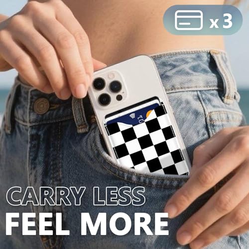 Checkered Magnetic Wallets Compatible with Magsafe Wallet for iPhone 17/16/15/14/13/12 Series Pro Max Plus Air, Phone Magnet Card Holder for Women Men Lether Mag Safe Black - color: Checkered (Black)