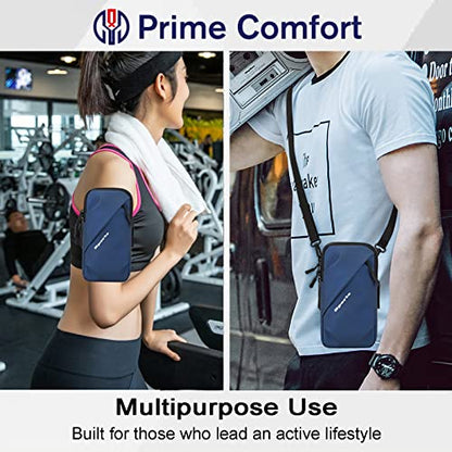 Phone Holder Arm Bands, Small Crossbody Shoulder Holsters Bag with Arm Band, Fits iPhone and All Cell Phones, Use for Running, Walking, Hiking & Biking (Plus Size,Blue) - color: Blue