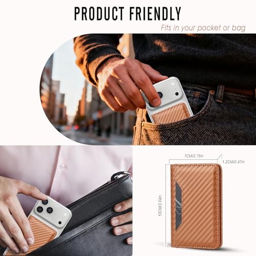 For MagSafe Wallet,Magnetic Card Holder RFID Blocking Wallet with 5 Card Slots & Cash Pocket For iPhone 17/16/ 15/14/ 13/12/ Pro/Max/Plus/Air Carbon Coffee - color: Carbon Coffee