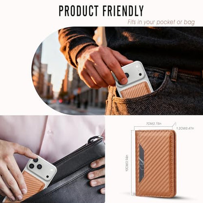For MagSafe Wallet,Magnetic Card Holder RFID Blocking Wallet with 5 Card Slots & Cash Pocket For iPhone 17/16/ 15/14/ 13/12/ Pro/Max/Plus/Air Carbon Coffee - color: Carbon Coffee