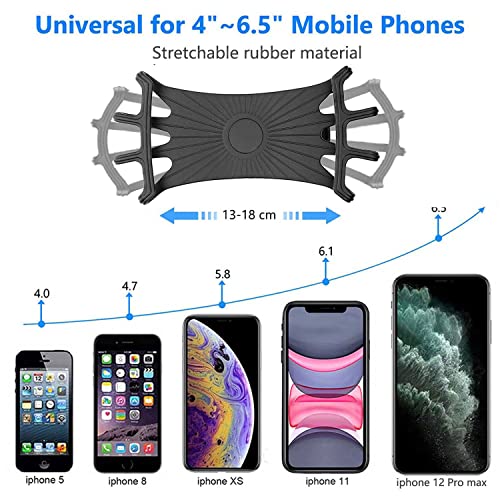 Kinizuxi 2 Pack Universal Bike Phone Mounts, 360 Rotation Silicone Holders for iPhone and Samsung, Compatible with 4.7-6.8 Inches Phones, Easy Installation - color: Black 2 Pack