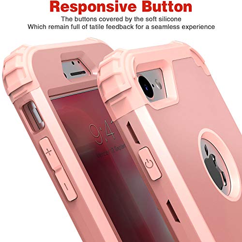 IDweel for iPhone 8 Case with Tempered Glass Screen Protector, for iPhone 7 Case, 3 in 1 Shockproof Slim Hybrid Heavy Duty Hard PC Cover Soft Silicone Bumper Full Body Case, Rose Gold - color: Rose Gold