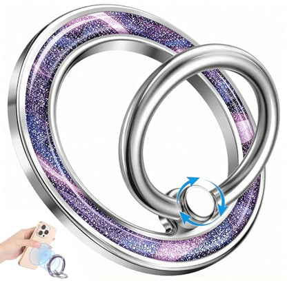 Magnetic Phone Ring, Compatible with MagSafe Phone Grip, Quicksand - color: Purple Quicksand