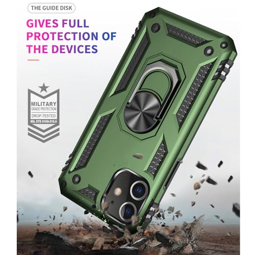 iPhone 12/12 Pro Case - Military Grade, Ring Shockproof, ArmyGreen - color: Army Green, size: iphone 12