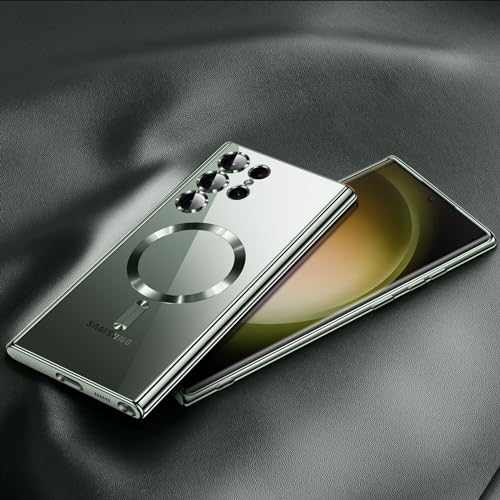 For Samsung Galaxy S23 Ultra Case（only）, Covers for s23u .Magnetic Metallic Glossy Slim Clear Luxury Soft Shockproof funda capa para for Galaxy S23 Ultra 6.8 inch.Compatible with MagSafe (Green) | only - color: Green