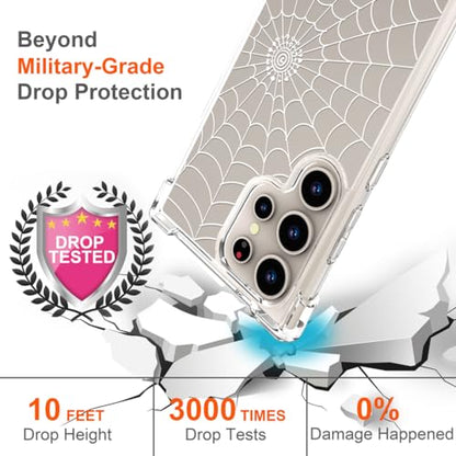 Hungo Galaxy S24 Ultra Case for Women Clear Design Cute,Girly Girls Case Compatible with Samsung Galaxy S24 Ultra Spider Web Design - color: Spider Web Design