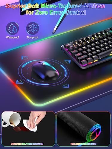 Mouse Pad with 15W Wireless Charging, RGB Gaming Mousepad, 31.5"x11.8" - color: RGB Right-Touch Control-31.5"x11.8"