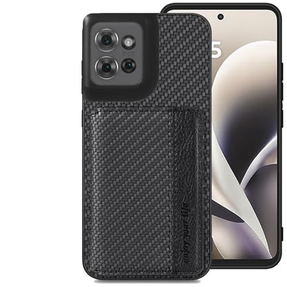 for Motorola Moto G Power 2026 Case Wallet with Card Holder Black | Shockproof Protective Phone Cases Cover, Carbon Fiber Pattern Design, Built-in 2 Credit Card Slots, Hidden Magnetic Closure - color: Black
