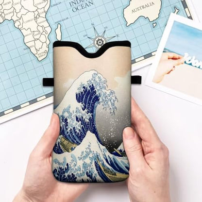 Cell Phone Sleeves Bag Case Crossbody Neoprene Holder Lanyard Phone Pouch for Women Men 7.5 X 4.5 Inches - Sea Waves - color: Sea Waves