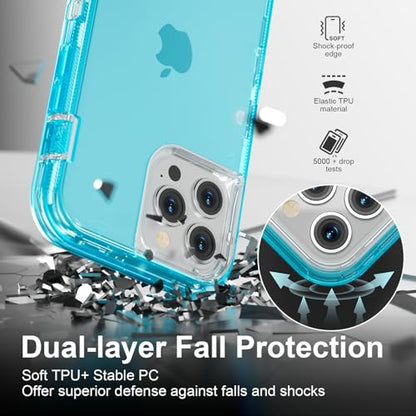 Follaroma for iPhone 12 Case/iPhone 12 Pro Case, 6.1'', Crystal Blue | Heavy Duty Shockproof Protection Phone Cases, Anti-Drop, Military Grade Dual Layer Transparent Rugged Protective Cover - color: Blue, size: iPhone 12/iPhone 12 Pro 6.1''