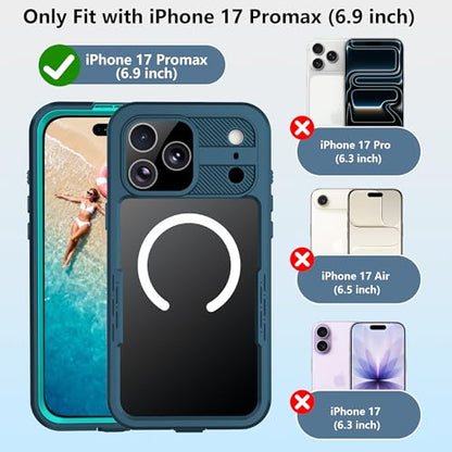 for iPhone 17 Pro Max Waterproof Phone Case IP68 Full Body - color: Cyan-Teal, size: iPhone 17 Pro Max 6.9 inch