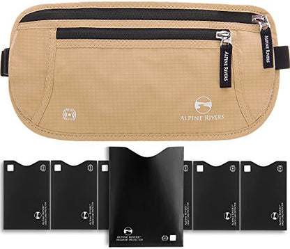 Alpine Rivers Money Belt for Travel - RFID Hidden Wallet, Sahara Sand - color: Sahara Sand