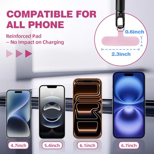 Phone Wrist Strap Hand Lanyard with LifetimeWarranty, Universal Adjustable Nylon Cell Phone String Holder Compatible with apple iPhone & Samsung,Anti-Drop Safety for Key Wallet Camera - color: 2pack (Short-pink)