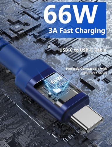 USBC Cable 6FT, Long USB C to USB C Cable 60W Fast Charging, 2Pack-Blue - color: Blue, size: 6FT, style: USB C to USB C