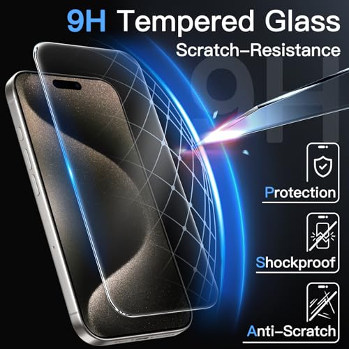 JETech Screen Protector for iPhone 15 Pro Max, 3-Pack - size: iPhone 15 Pro Max
