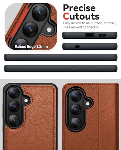 OCASE for Samsung Galaxy S26 Detachable Wallet Case with Card Holder, [2 in 1] PU Leather Flip Folio Case with RFID Blocking Stand Wrist Strap Shockproof Phone Cover 2026, Litchi Brown - color: Litchi Brown, size: Samsung Galaxy S26