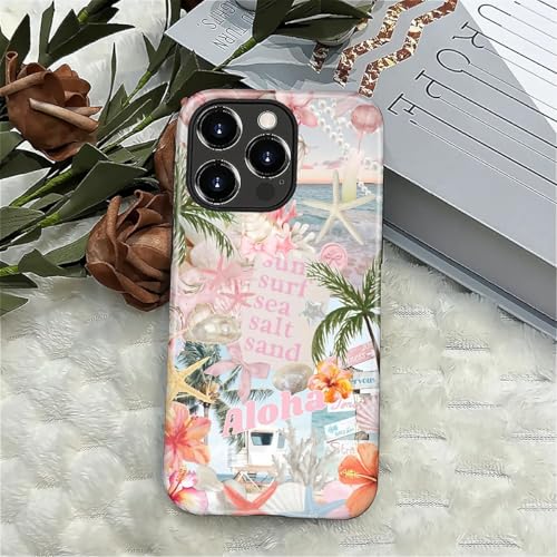 Case for iPhone 16 Pro, Cute Phone Case, Aloha Summer Collage | Hybrid 2-Layer Phone Cover，Military-Grade Protection Durable Shockproof Anti-Scratch Cases - color: Pink Aloha Summer Collage, size: Iphone 16 Pro
