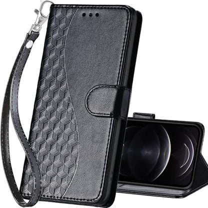 for iPhone 13/14 Wallet case, Black | 3 Card Holders, Kickstand, Shockproof TPU Shell, PU Leather, Magnetic Closure, Protective Flip Folio Cover, Women - color: 3