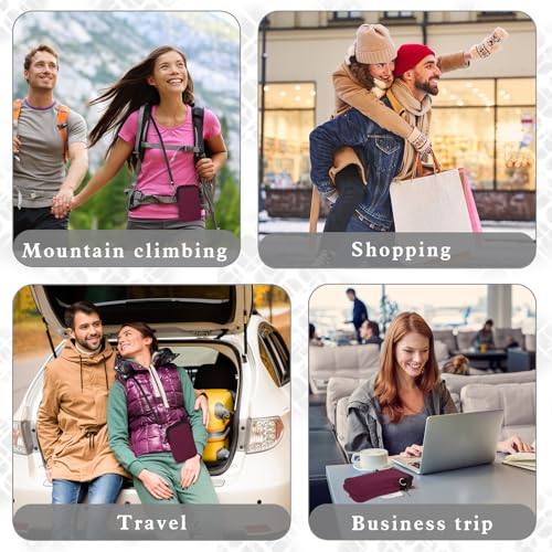 Phone Sock 2 Layers, Waterproof Neoprene Phone Pouch with Strap, Universal Shock & Impact Resistant Bag for Smartphone, Compact Sleeve Case fit to 7" for Travel Hiking, Gift for Men Women, Berry