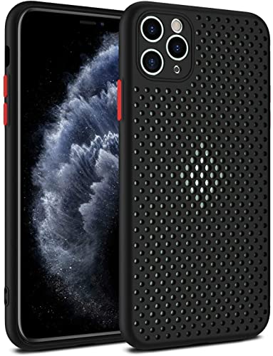 Heat Dissipation Phone Case, New Breathable Hollow Cellular Hole Heat Dissipation Case Full Back Camera Lens Protection Ultra Slim TPU Case Cover (Black, Compatible with iPhone 11) - color: Black, size: iPhone 11