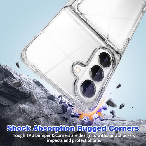for Samsung S26 Wallet Case 4 Credit Card ID Holder Clear Flip Cover | for Galaxy S26 Kickstand ID Card Holder Slot for Men Women Shockproof Dual Layer TPU Hard Shell Protective Tough Bumper - size: for Galaxy S26, 6.3“