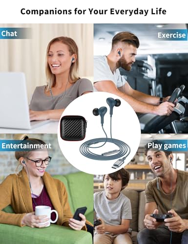 USB C Headphone for Samsung S26 S25 FE S24 A16 A17 Z Wired Earbuds Magnetic - color: Blue