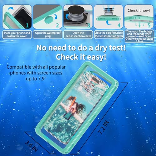 Waterproof Phone Case for Snorkeling with Lanyard IPX8 Underwater Touch/Photo Shockproof Heavy Duty Drop-Proof for iPhone 17 Pro Max/16/15/14 All Cell Phones-Green Shower Phone Case - color: Green