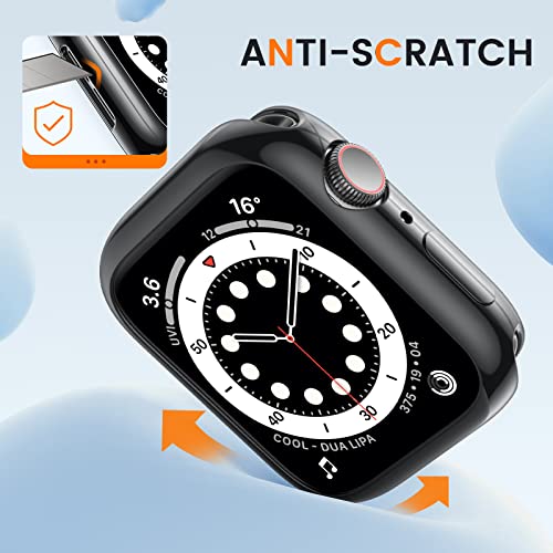 [2 Pack] Bumper Case for Apple Watch SE3/SE2/SE/Series 6/5/4 44mm, Black - color: Black+Black, size: 44 mm SE/Series 6/5/4