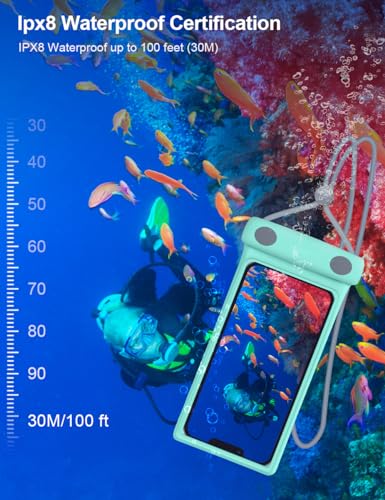 wellhouse Waterproof Phone Pouch, Waterproof Phone Case for iPhone17 16 15 14 Pro Max XS Samsung, IPX8 3D Cellphone Dry Bag Beach Essentials -2 Pack -Duke Black & Green 7.0" - color: 2 Pack - Duke Black & Green 7.0"