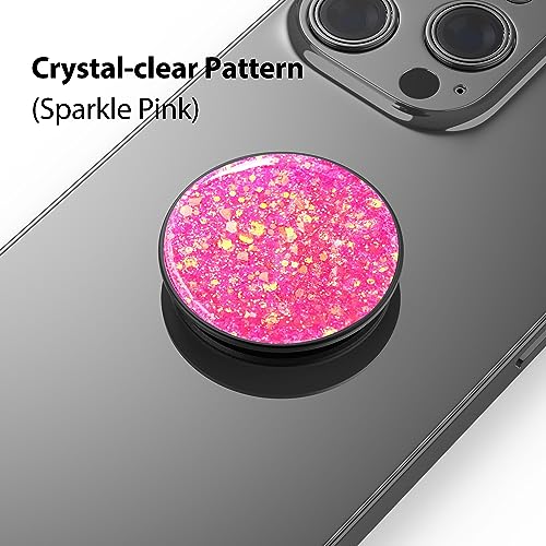Phone Ring Holder, Phone Grip Holder Finger Kickstand, Foldable & Adjustable Metal Cell Phone Rings Gripper Stand Work with Magnetic Car Mount for iPhone Samsung & Other Phones - Sparkle Pink - color: Sparkle Pink
