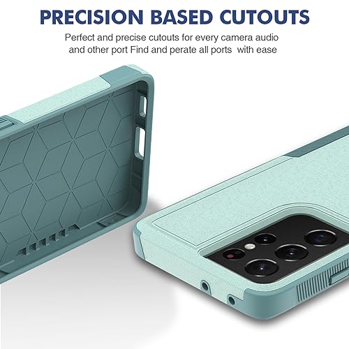 for Samsung Galaxy S21 Ultra Case: Dual Layer Protective Heavy Duty Cell Phone Cover Shockproof Rugged with Screen Protector - Military Protection Bumper Tough - Samsung Galaxy S21 Ultra 5G, Green - color: Mint Green (PC) + Mint Green (TPU)