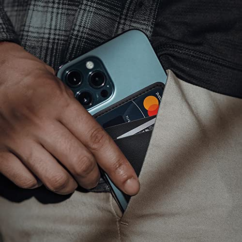 Limvory Leather Phone Wallet, Stick On Credit Card Holder for Phone Case - color: Black