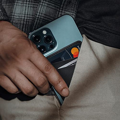 Limvory Leather Phone Wallet, Stick On Credit Card Holder for Phone Case - color: Black