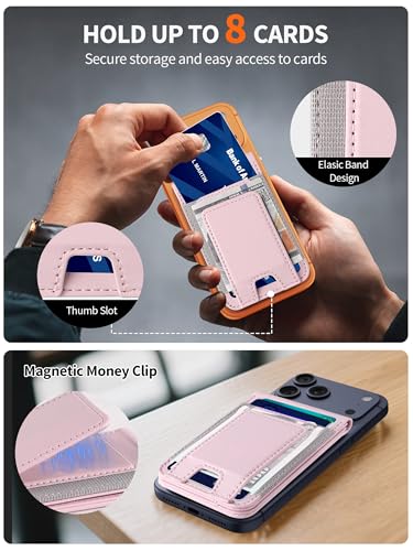 for MagSafe Wallet with Money Clip, Magnetic iPhone Wallet Stand, Pink - color: Pink