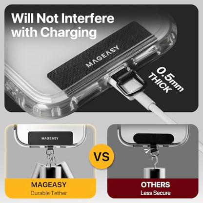 MAGEASY 2-in-1 iPhone Lanyard Crossbody + Wristlet + Tether Tab & Keychain Clip, Adjustable Phone Strap, Hands-Free Anti-Theft Travel Rave Accessories for Cell Phone (Black) - color: Black