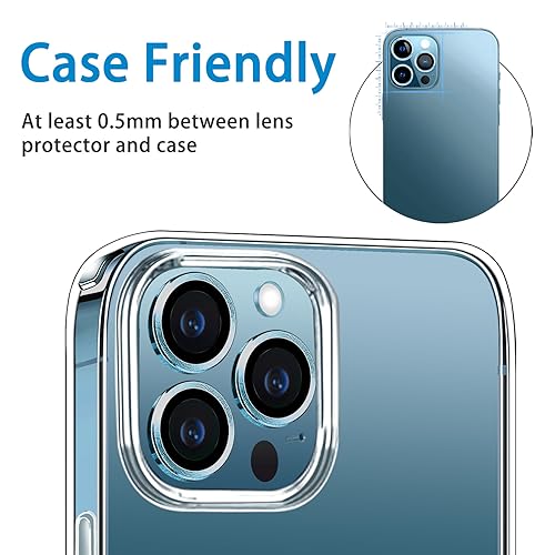 Compatible with iPhone 12 Pro Max Camera Lens Protector, Anti-Scratch 9H Tempered Glass Metal Camera Screen Protector Shockproof Cover Film -3 Pcs Pacific Blue - color: Pacific Blue