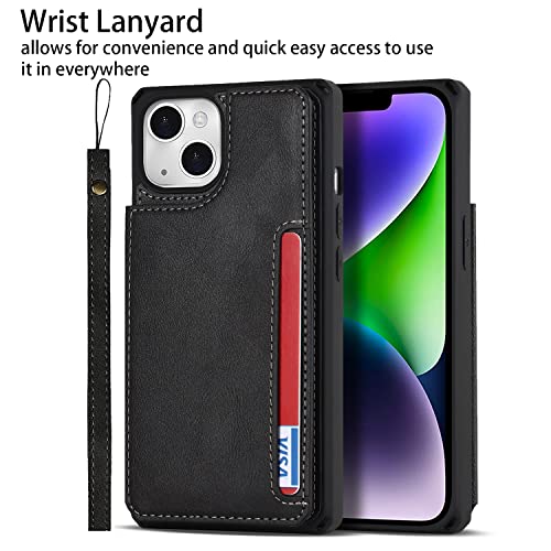 Cavor for iPhone 14 Wallet Case with Card Holder for Women, Black - color: B-BlBck