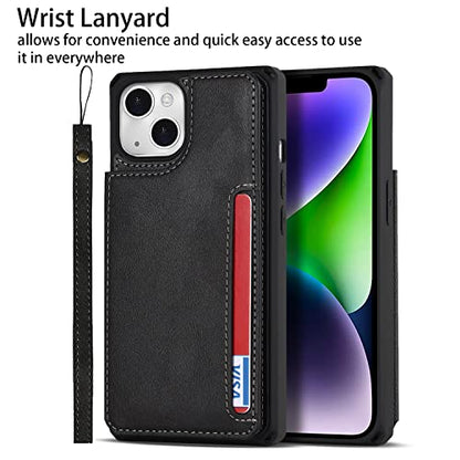 Cavor for iPhone 14 Wallet Case with Card Holder for Women, Black - color: B-BlBck