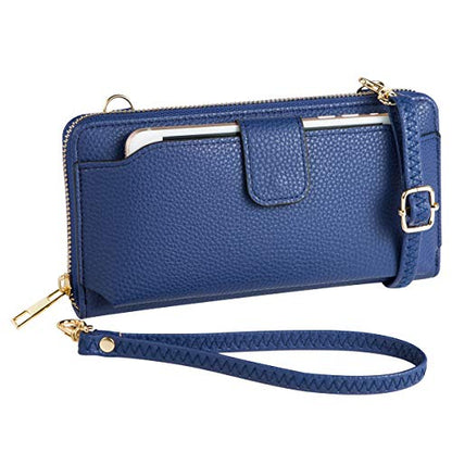 K . A Womens Wristlet Wallet Crossbody Bag Cellphone Purse Handbag RFID Card Slots 2 Strap Wrist - color: Blue