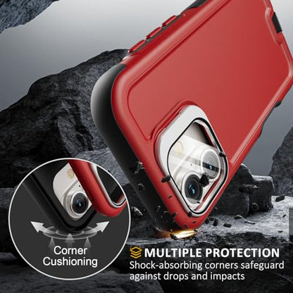 Follaroma Magnetic for iPhone 17 Case with Camera Stand, Red, 6.3" | Built-in Glass Camera Cover,Compatible with MagSafe,Heavy Duty Shockproof Protective,Military-Grade Anti-DropDual Layer Cover - color: Black Red, size: iPhone 17 6.3''