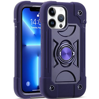 MARKILL Compatible with iPhone 13 Pro Max Case 6.7 Inch with Ring Stand, Heavy-Duty Military Grade Shockproof Phone Kids Cover for iPhone 13 Pro Max - color: Deep Purple, size: iPhone 13 Pro Max 6.7"