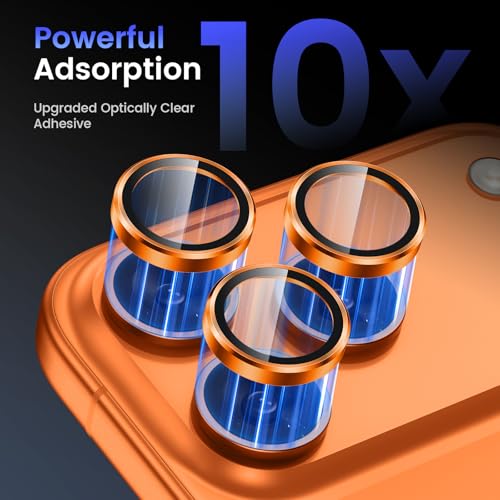 Tensea Camera Lens Protector Compatible For iPhone 17 Pro Max 17 Pro 15 Pro Max 15 Pro 16 Pro Max 16 Pro 14 Pro Max 14 Pro Metal Tempered Glass Cover Case Friendly - color: Cosmic Orange