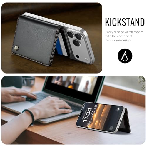 for Magsafe Magnetic Phone Wallet Card Holder, Elegant Black - color: Elegant Black