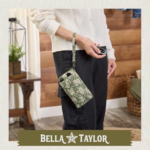 Bella Taylor Cell Phone Wristlet, Quilted Phone Wallet for Women | Lightweight, RFID blocking, phone pocket, built-in wallet, card organizer, coin pocket, secure zipper, quality construction - color: Heirloom Rose