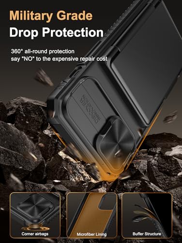 Vihibii for iPhone 15/14/13 Wallet Case, Card Holder (4 Cards), Black | RFID Blocking, Slide Camera Lens Cover, Military-Grade Drop Protection, Raised Edges Protect Screen, Ditch the bulky bag - color: Black, size: iPhone 15/14/13