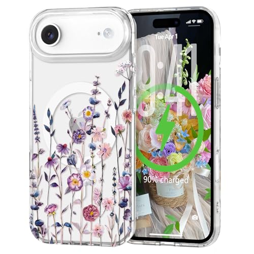 for iPhone Air Case Flower Clear Magnetic Floral 6.5',Muticolor | [Compatible with Magsafe], Cute Flower Girls Women Clear Case Silicone Shockproof Protective Cover with Pretty Floral Pattern - color: Muticolor, size: iPhone Air