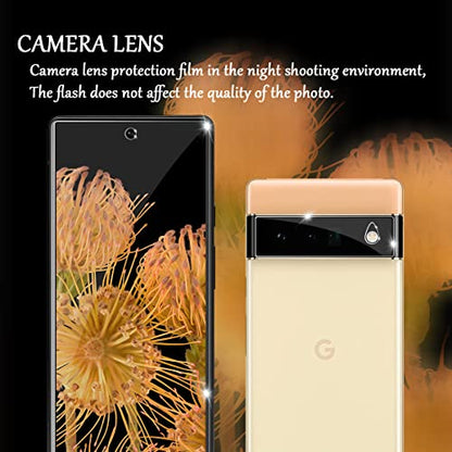 Google Pixel 6 5G Screen Protector + Camera Lens Protectors, [2+2 Pack] Full Coverage Tempered Glass Screen Protector for Pixel 6 [Case-Friendly][Anti-Shatter][3D Glass] - size: Google Pixel 6