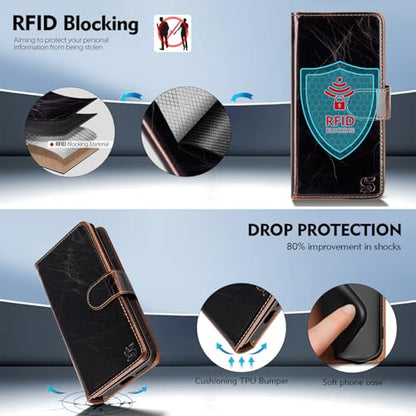 Shieldtop Compatible with Samsung Galaxy S24 Wallet Case with Card Holder,Women Men RFID Blocking PU Leather Flip TPU Protective Cover Credit Card Slots,Phone Case for Galaxy S24 6.2",Coffee - color: Coffee-U1, size: Samsung Galaxy S24 - 6.2"