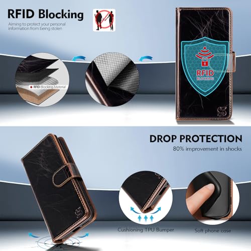 Shieldtop Compatible with Samsung Galaxy A03S US Wallet Case with Card Holder,RFID Blocking PU Leather Phone Case Folio Flip Shockproof TPU Protective Cover Credit Card Slots Women Men,Coffee - color: Coffee